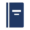 A dark blue icon of a notebook with a simple horizontal line on the cover, representing documentation or reference material for High-Performance Freezer Cabinet for Bulk Orders | CFC-1858.