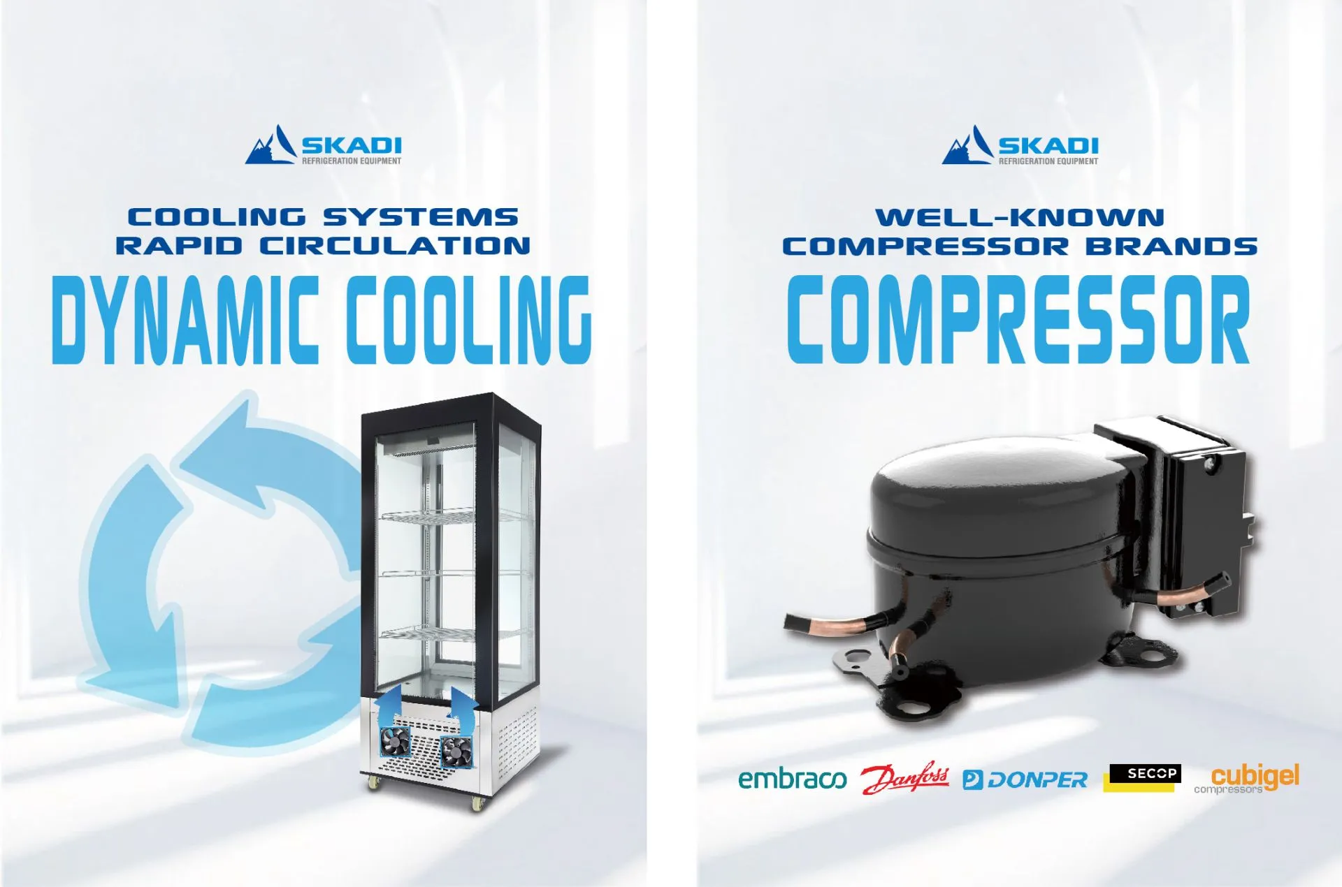 Image of the Vertical Upright Chiller | FGG showcasing its dynamic cooling system with text 