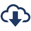 Icon of a blue cloud with a downward arrow in the center, symbolizing a download option, likely for resources related to the Durable Commercial Freezer Cabinet | CFC-1268A.