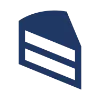 Icon of a blue stylized cake slice with two horizontal lines, likely representing product categories or features for the High-Capacity Combi Freezer for Corporate Solutions | DTFC-1080C.