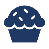 Icon of a muffin, representing bakery items that can be displayed in the Compact Countertop Commercial Cake Display Cabinet | CTSR.